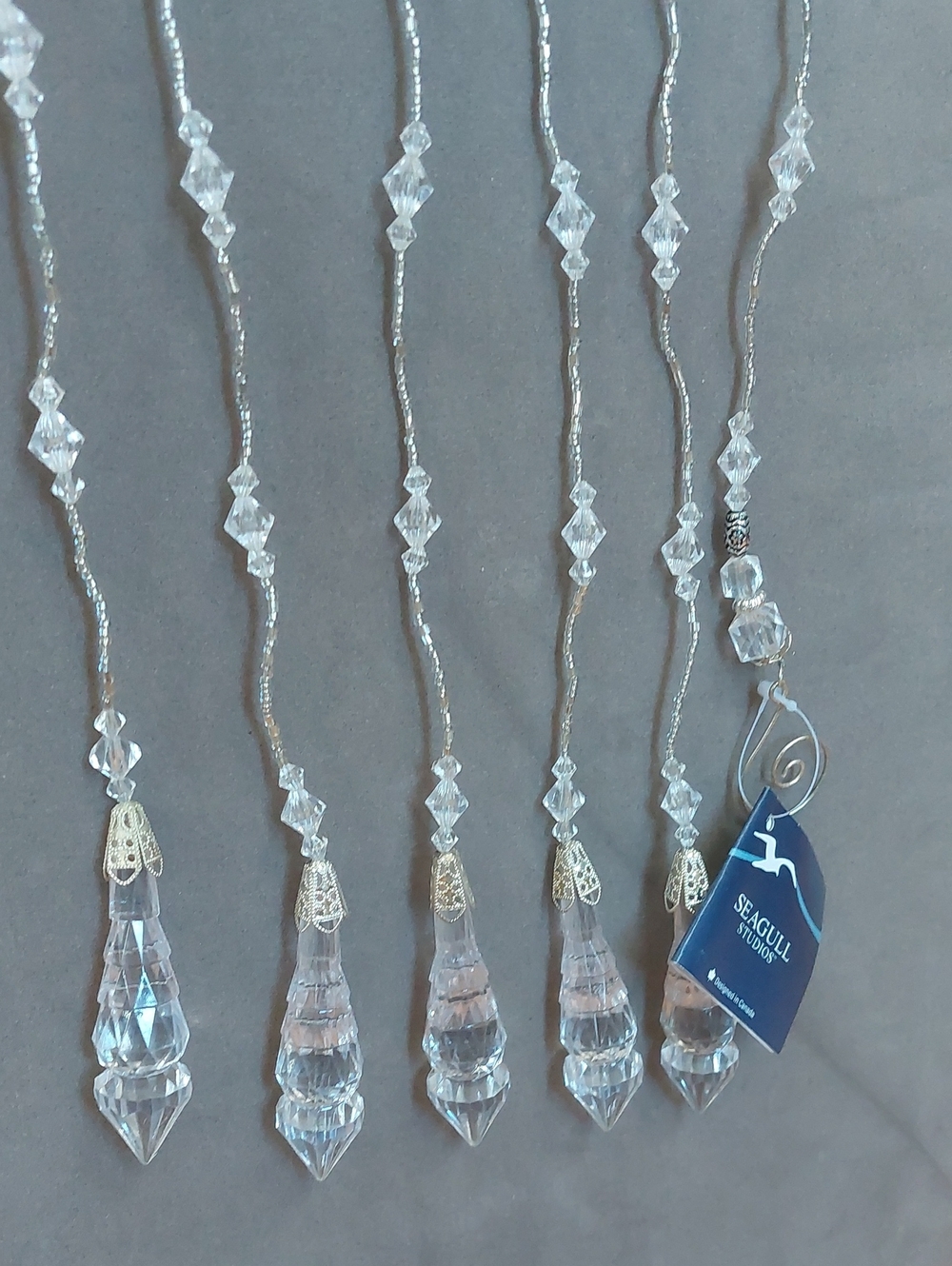 Seagull Studios 40” Long Clear Beaded Hanging Garlands Ornaments Set of 6
